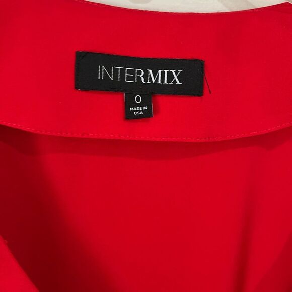 Intermix Red Silk Keyhole Top 0 XS - Picture 6 of 8